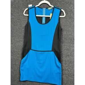 Maude by Anthropologie Shift ColorBlock Blue Black Sleeveless  Dress Womens M